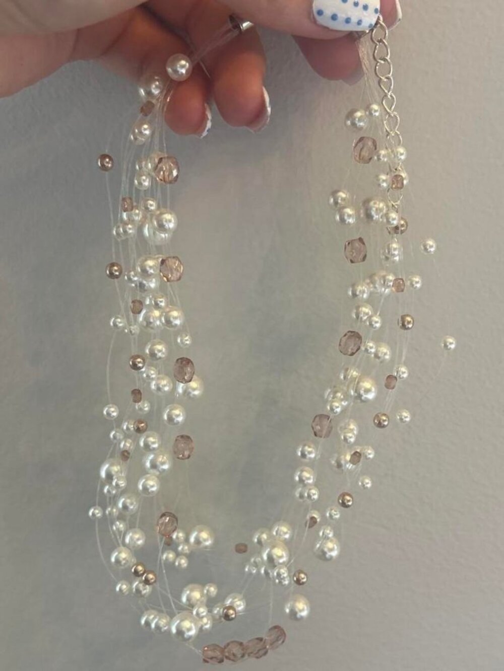 White Faux Pearl Necklace Silver Tone Costume Jewelry